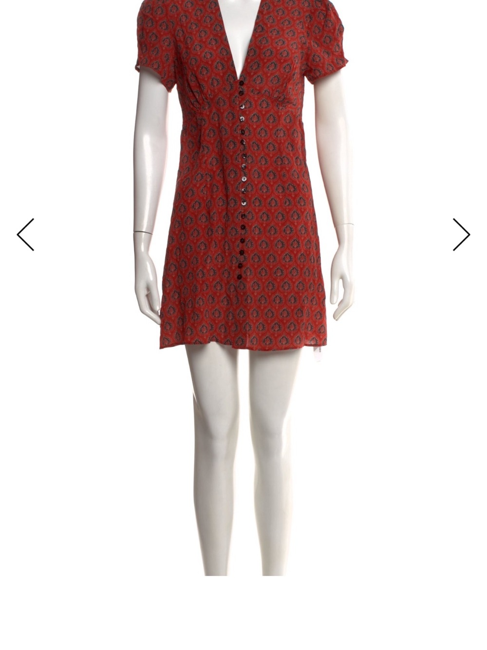 Realisation Par Red Printed Button-Front Mini Dress